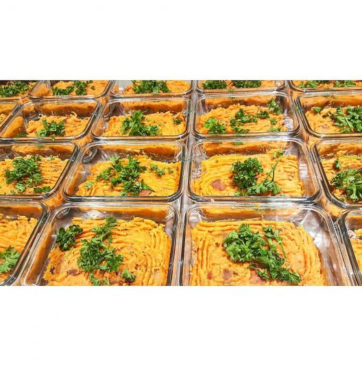 Always a fan fave. 
Paleo signature shepherds pie featuring seasoned Grassfed ground beef,  organic Sweet potato/squash mash topped with fresh parsley