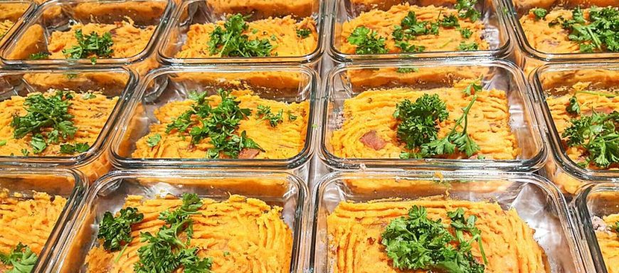 Always a fan fave. 
Paleo signature shepherds pie featuring seasoned Grassfed ground beef,  organic Sweet potato/squash mash topped with fresh parsley