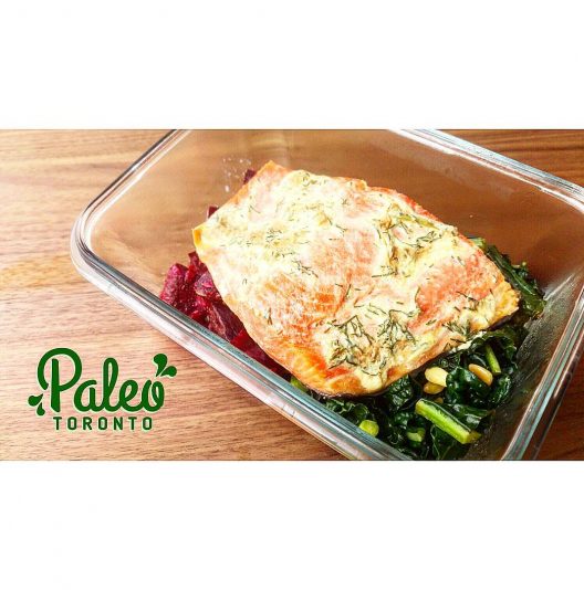 Succulent fillet of wild sockeye salmon brushed with house made paleo Dijon/dill mayo. Served with organic lacinato kale tossed with toasted pine nuts and citrus beet salad