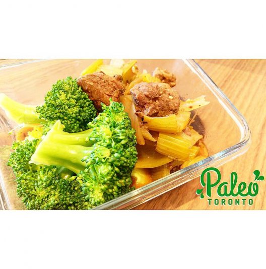 Hearty paleo grassfed beef and organic broccoli, seasonal veggie stew - infused with organic garlic,  rosemary and thyme. Perfect for the weather