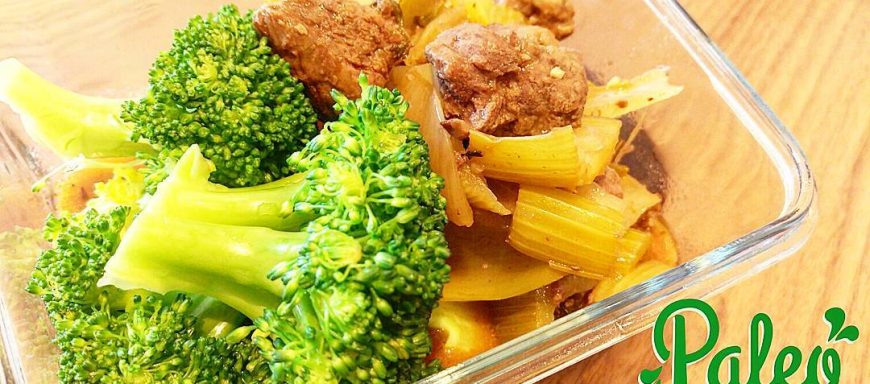 Hearty paleo grassfed beef and organic broccoli, seasonal veggie stew - infused with organic garlic,  rosemary and thyme. Perfect for the weather