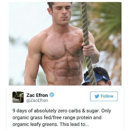 Well done sir @zacefron. Aesthetics is the side effect to health