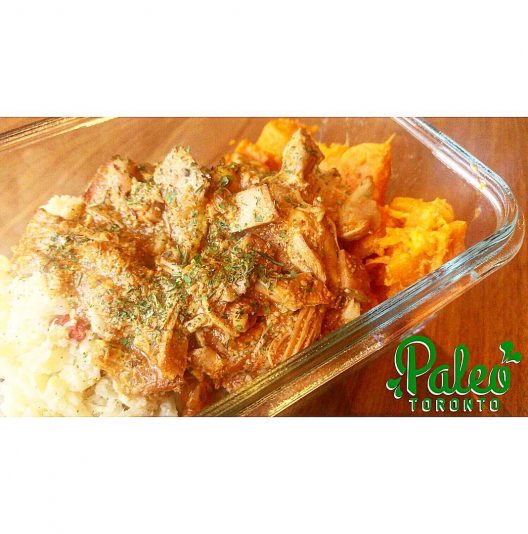 Paleo free range butter chicken, organic cauliflower and goji Berry pilaf,  cinammon spiced organic sweet potato/squash